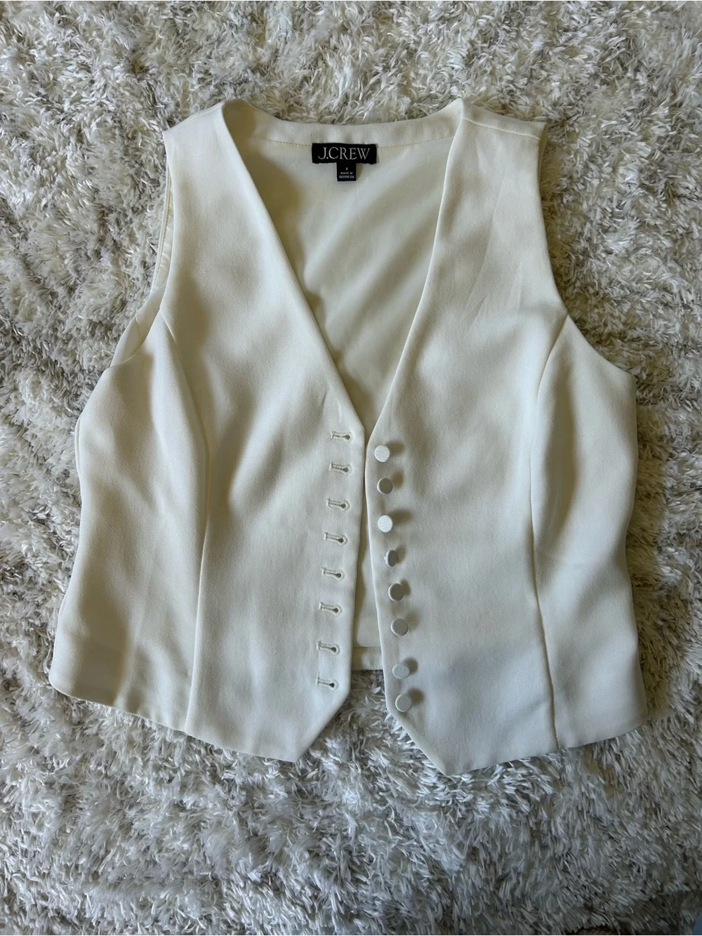 J.Crew ivory city crepe tuxedo vest